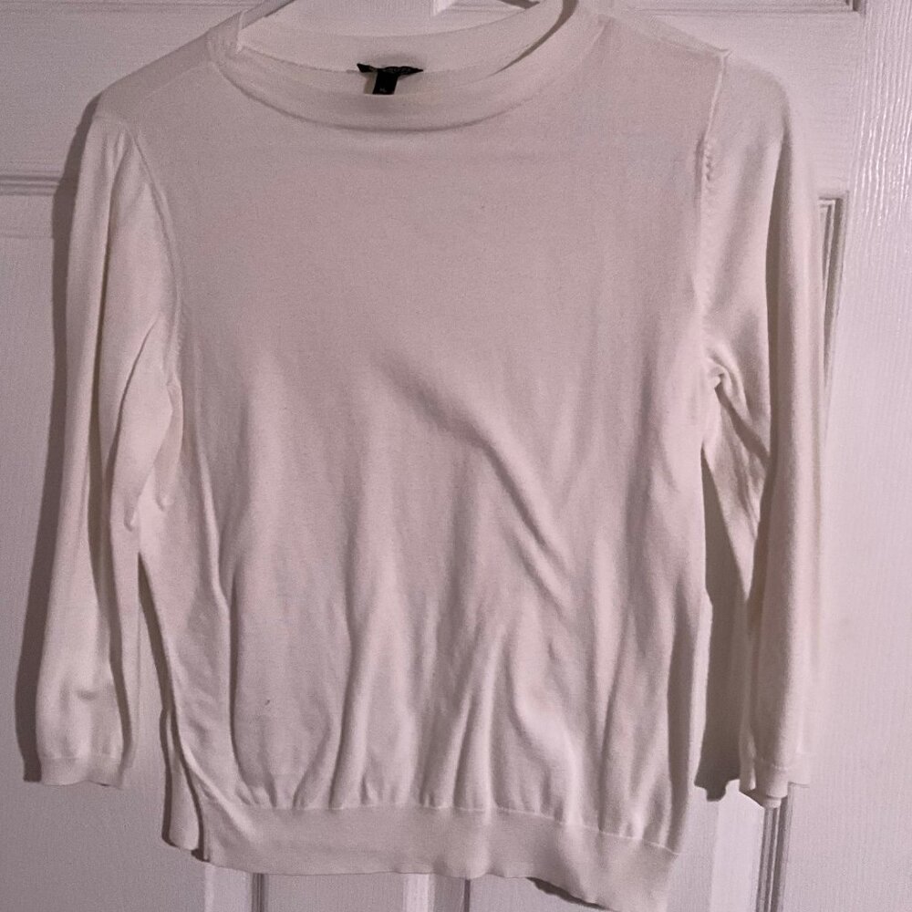 Talbots Petites‎ White 3/4 Sleeve Knit Sweater MP